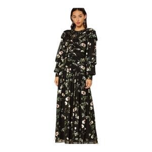 Current Air Anthropologie Womens Floral Long Sleeve Ruffled Maxi Dress Small
